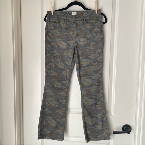 *SALE* Ann Mashburn Lightweight Stretch Flare Cropped Cotton Pant Camo Size 26 - Picture 2 of 9